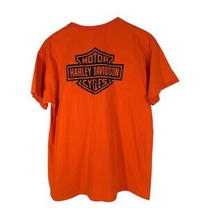 Harley-Davidson Motorcycless Orange T-Shirt Gildan Heavy Cotton Womens L